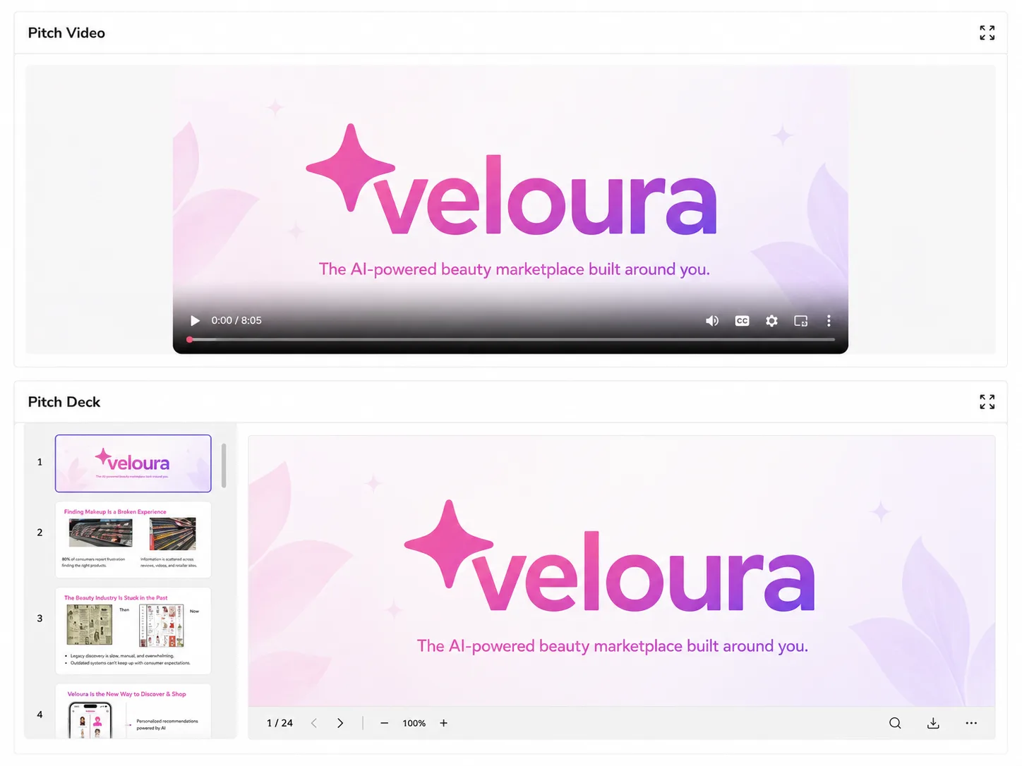 Pitch video and pitch deck